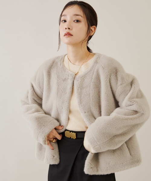 「Shelly island」 ノーカラージャケット FREE グレー レディース_画像5