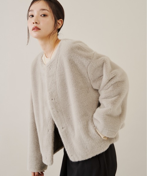 「Shelly island」 ノーカラージャケット FREE グレー レディース_画像7