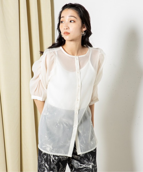 「MILLION CARATS」 半袖ブラウス FREE グレー レディース_画像4