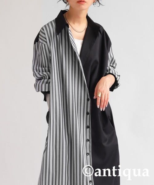 [antiqua] [patterntorso] длинный рукав One-piece P черный женский 