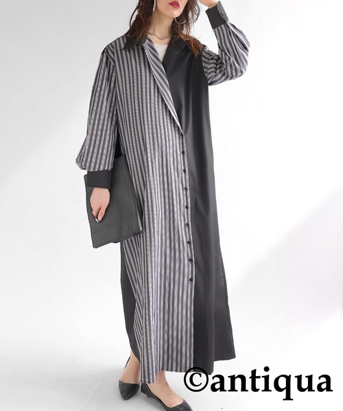 [antiqua] [patterntorso] длинный рукав One-piece P черный женский 