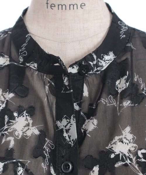 axes femme（アクシーズ ファム） ブラウス シャツ 花柄切替ブラウス