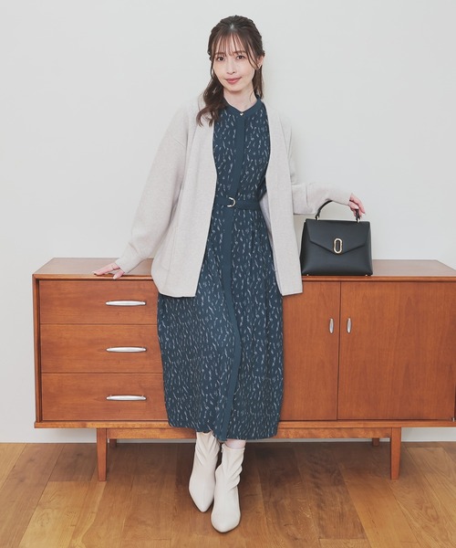 ユキエモンティーカップベア柄ワンピース（カラー：サックス） GLACIER lusso（グラシアルッソ） パーティードレス ワンピース アート