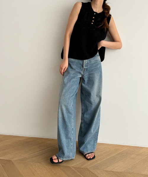 「CANAL JEAN」 「El mar」ニットベスト ONE SIZE ブラック レディース_画像4