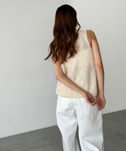 「CANAL JEAN」 「El mar」ニットベスト ONE SIZE ブラック レディース_画像6