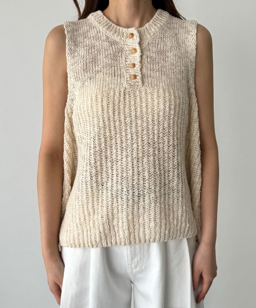 「CANAL JEAN」 「El mar」ニットベスト ONE SIZE ブラック レディース_画像8