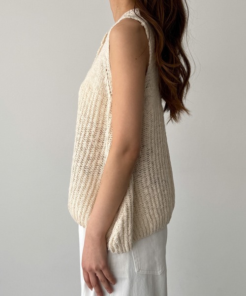 「CANAL JEAN」 「El mar」ニットベスト ONE SIZE ブラック レディース_画像9