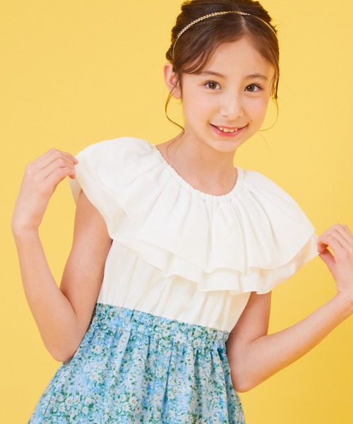 「CHOPIN」 「KIDS」半袖ワンピース 150cm サックスブルー キッズ_画像4