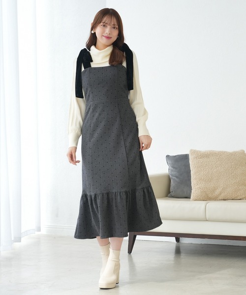 ASTORIA ODIER（アストリアオディール） ワンピース ベロア肩リボン