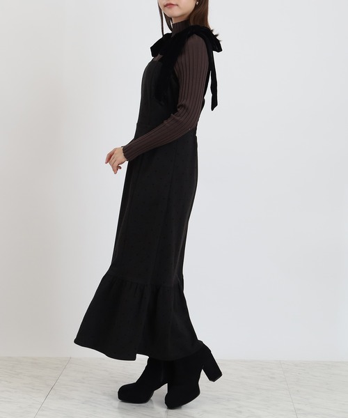 ASTORIA ODIER（アストリアオディール） ワンピース ベロア肩リボン