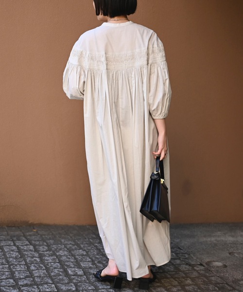 「＆HALF」 半袖ワンピース M グリーン レディース_画像3