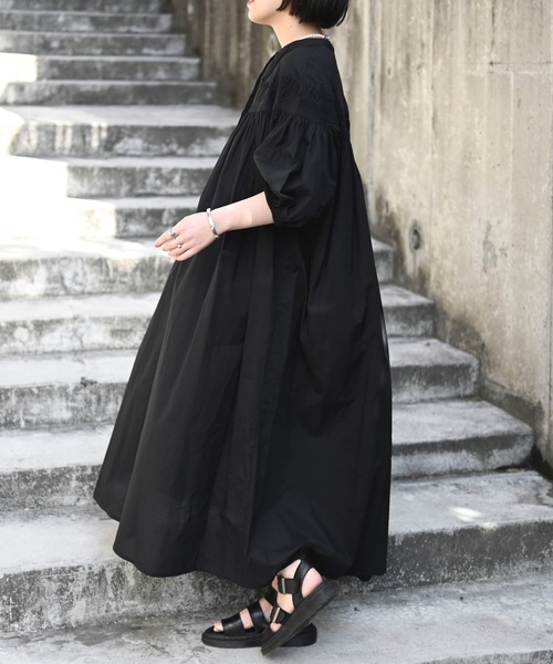 「＆HALF」 半袖ワンピース M グリーン レディース_画像5