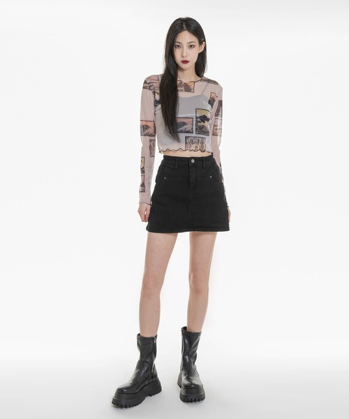 「FOLLOWIN」 ミニスカート M カーキ レディース_画像2