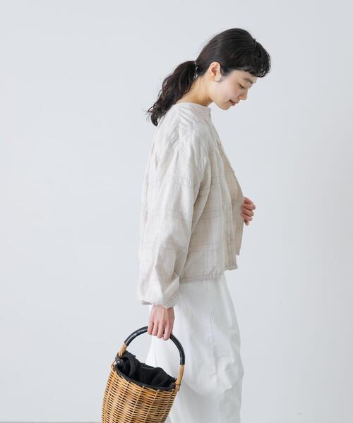 かぐれ カーディガン シャドーチェックドロストカーディガン