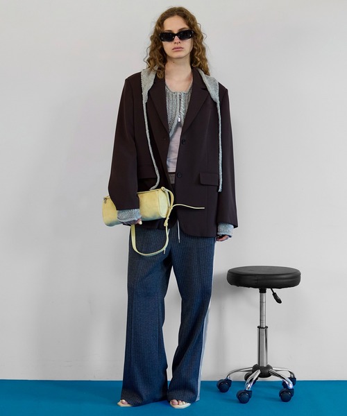 メゾンスペシャル　カーディガン　奇抜 y2k SALE】Double Color Layered Knit Cardigan