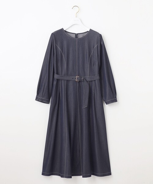 「ANY SIS」 長袖ワンピース 2 ネイビー レディース_画像4