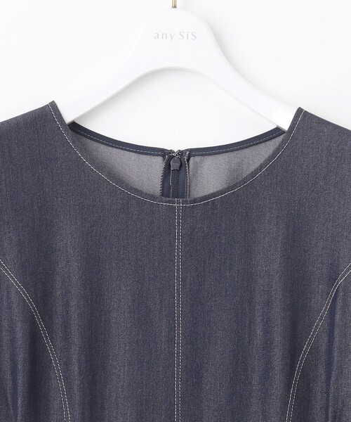 「ANY SIS」 長袖ワンピース 2 ネイビー レディース_画像6