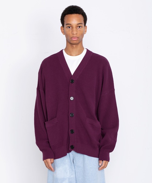 VICTIM（ヴィクティム） ニットカーディガン LARGE パープル メンズ