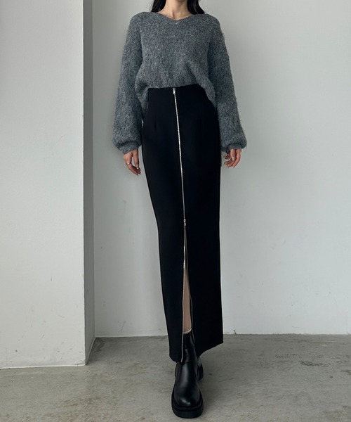 「Louere」 タイトスカート LARGE ダークグレー レディース_画像2