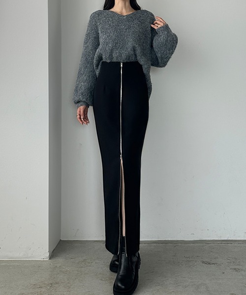 「Louere」 タイトスカート LARGE ダークグレー レディース_画像4