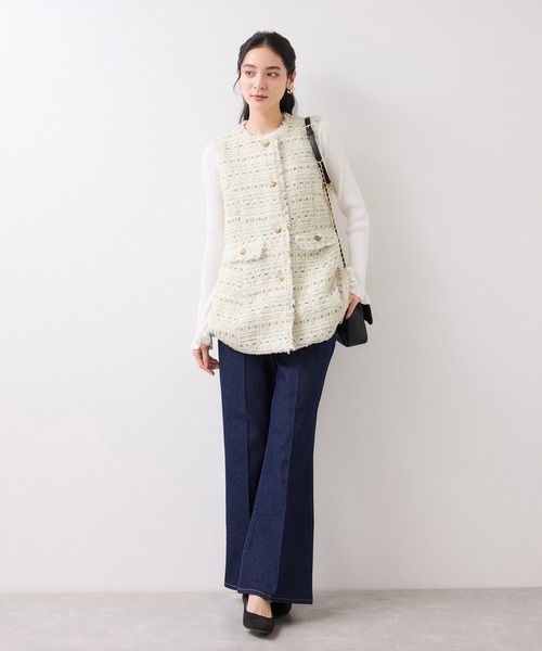 VIS（ビス） ベスト ジレ 「WEB限定」ノーカラーツイードジレ
