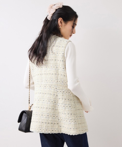 VIS（ビス） ベスト ジレ 「WEB限定」ノーカラーツイードジレ