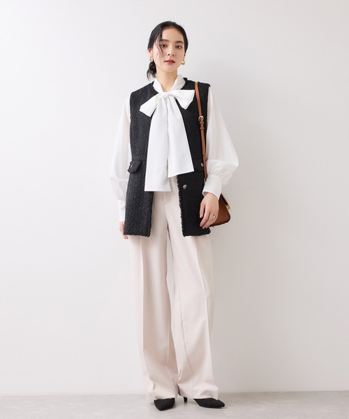 VIS（ビス） ベスト ジレ 「WEB限定」ノーカラーツイードジレ