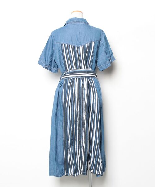 「CAWAII」 「FRENCH PAVE」半袖ワンピース X-LARGE ブルー レディース_画像2