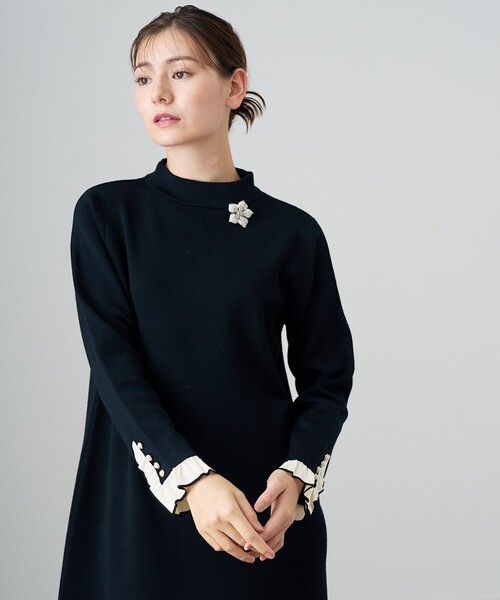 「ANAYI」 ニットワンピース 36 グレイッシュベージュ レディース_画像8