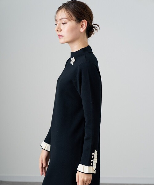 「ANAYI」 ニットワンピース 36 グレイッシュベージュ レディース_画像9