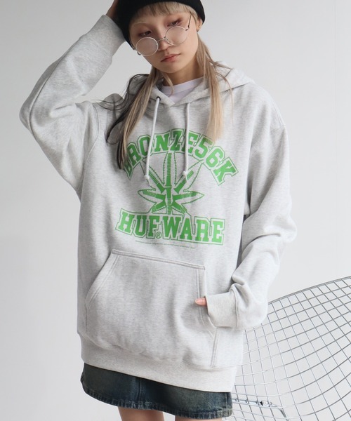 HUF グレー フードパーカー M HUF（ハフ） プルオーバーパーカー M アッシュグレー メンズ