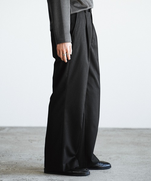WYM LIDNM スラックス TECH WOOL GABARDINE STRAIGHT SLACKS 「SET-UP WYM LIDNM スラックス TECH WOOL GABARDINE STRAIGHT SLACKS 「SET-UP
