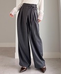 ワイドパンツ パンツ 2タックラップリボンパン...の詳細画像4
