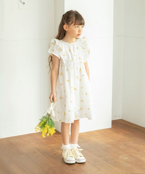 フランシュリッペ　すずらん　羊　ひよこ　チュニックワンピース　新品　fl5サイズ branshes（ブランシェス） ワンピース 「おそろい」花刺しゅう