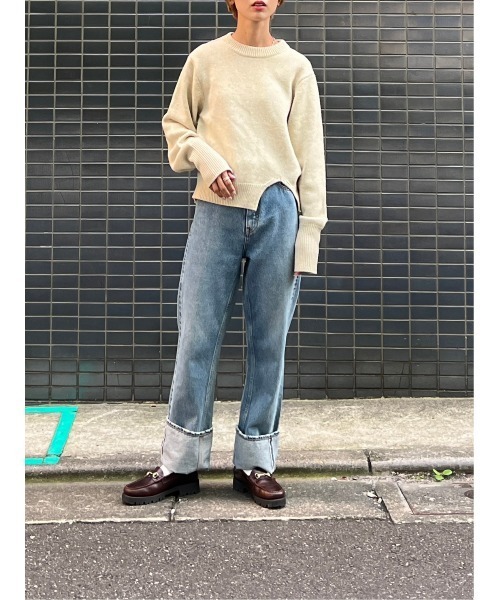 「BLACK BY MOUSSY」 長袖ニット FREE アイボリー レディース_画像8