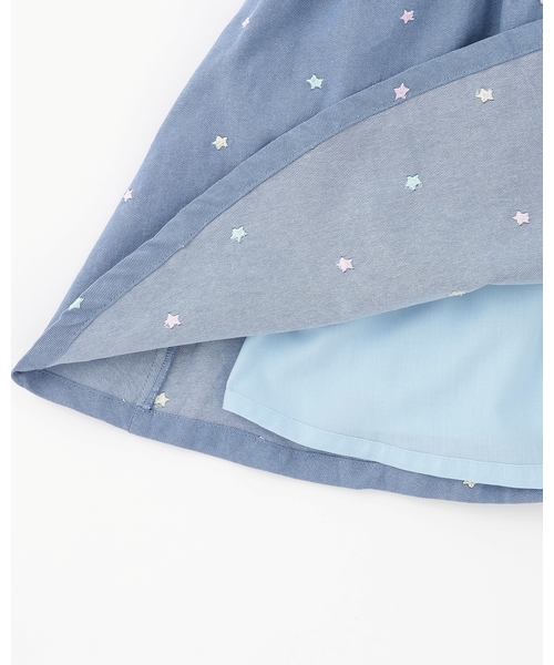 ワンピース 肩開き半袖Tシャツ＆星キャミワンピースセット キッズ 子供服 女の子の画像