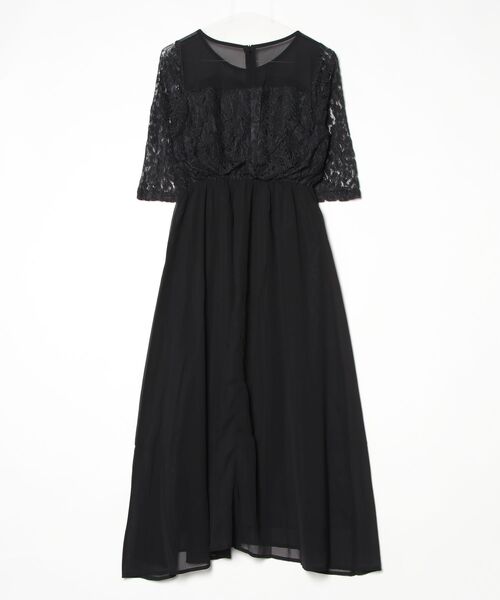 「Lace Ladies」 7分袖ワンピース M ブラック レディース_画像2