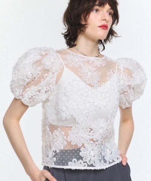 ROSY LUCE（ロージールーチェ） ブラウス シャツ CLASSIC FLOWER TULLE