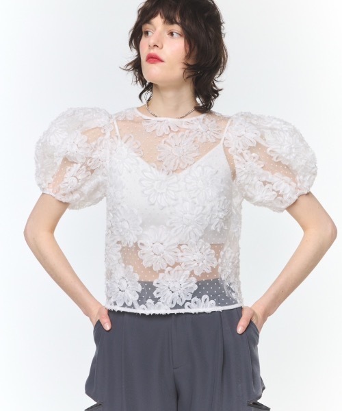 ROSY LUCE（ロージールーチェ） ブラウス シャツ CLASSIC FLOWER TULLE