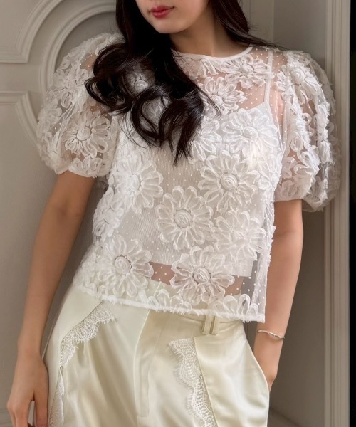ROSY LUCE（ロージールーチェ） ブラウス シャツ CLASSIC FLOWER TULLE