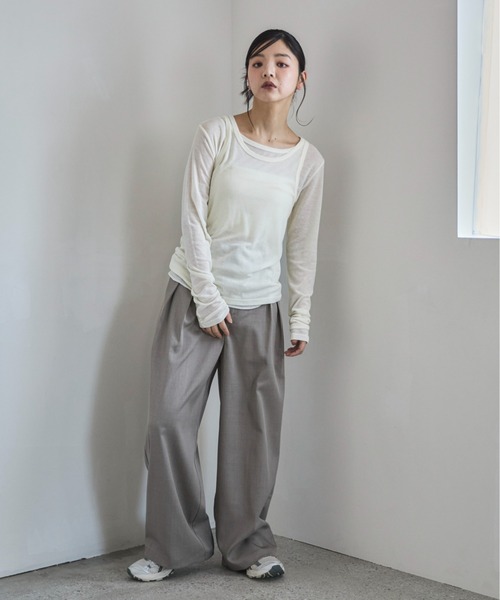 「feepur」 スラックス SMALL チャコールグレー レディース_画像3