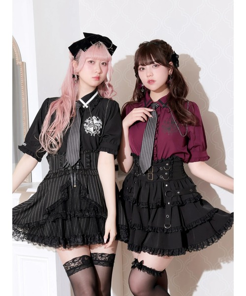 NOEMIE（ノエミー） ブラウス シャツ 半袖 ストライプネクタイブラウス