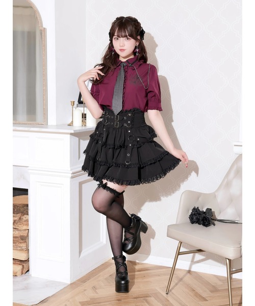 NOEMIE（ノエミー） ブラウス シャツ 半袖 ストライプネクタイブラウス