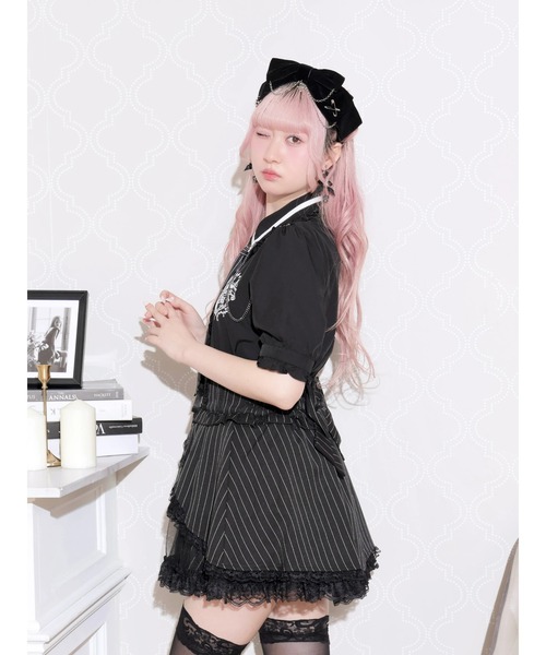 NOEMIE（ノエミー） ブラウス シャツ 半袖 ストライプネクタイブラウス