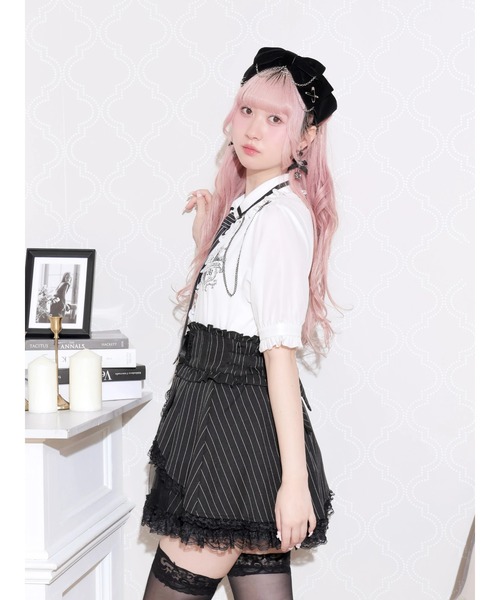 NOEMIE（ノエミー） ブラウス シャツ 半袖 ストライプネクタイブラウス