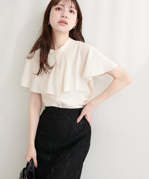 natural couture ブラウス シャツ ケープカラーブラウス レディース