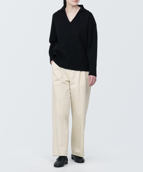 「無印良品」 チノパンツ L ネイビー レディース_画像2