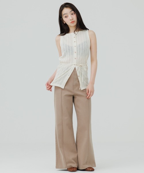 tシャツ rib button no sleeve tops（リブボタンノースリーブトップス