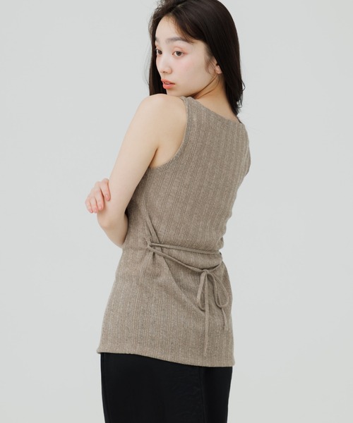 tシャツ rib button no sleeve tops（リブボタンノースリーブトップス