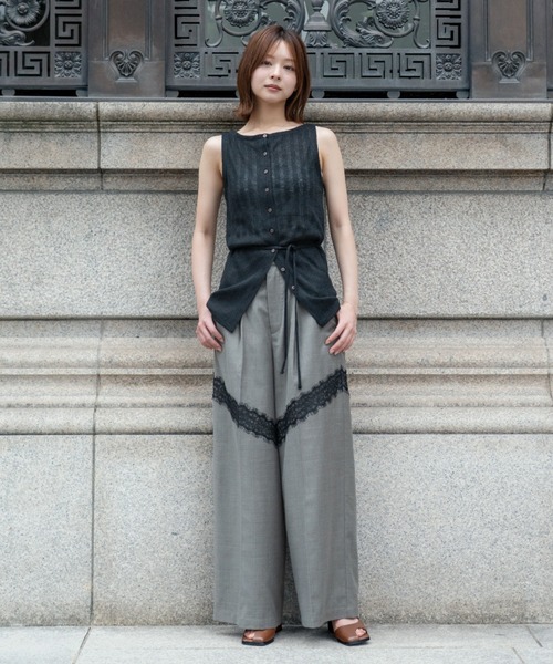 tシャツ rib button no sleeve tops（リブボタンノースリーブトップス